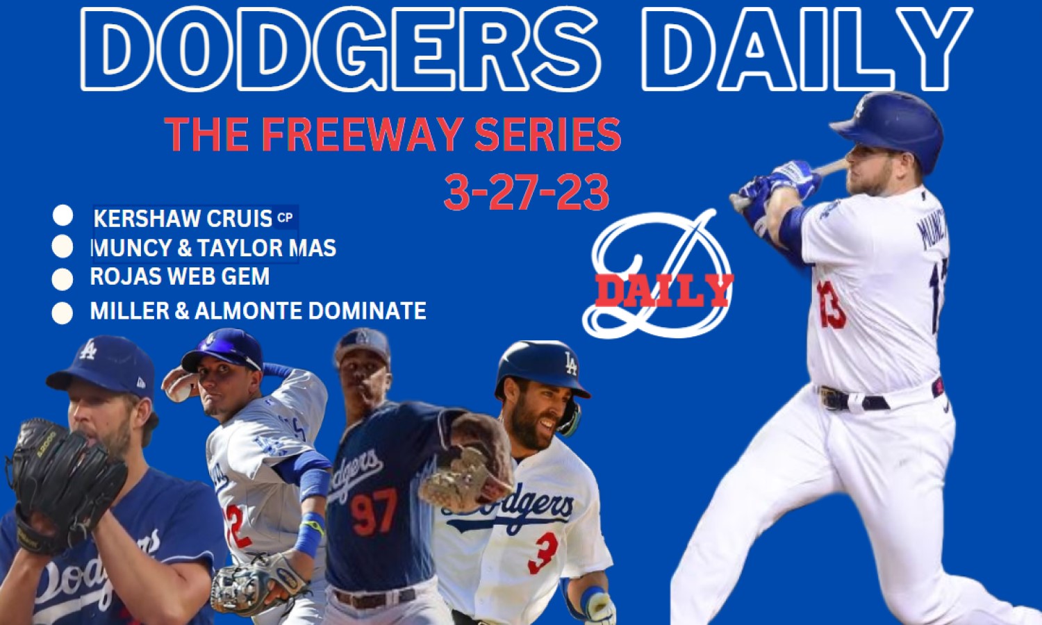Dodgers Daily 3-27-23 Kershaw Cruises, Muncy and Taylor Mash, Almonte  Dominates - Dodgers Daily